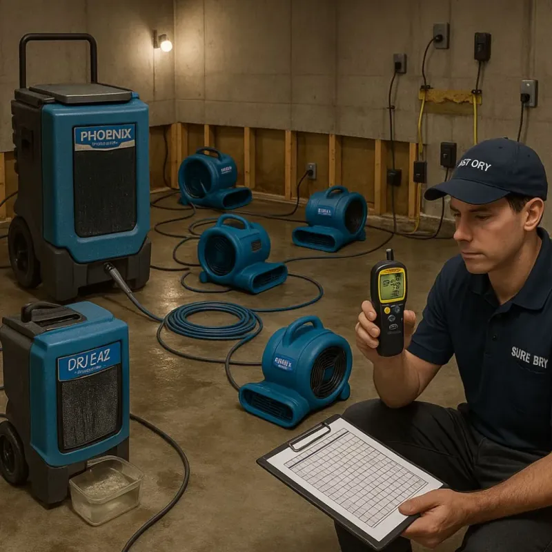 Structural Drying and Dehumidification process in Blue Lake, CA